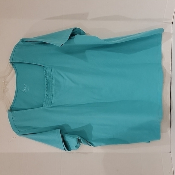 NWOT - DENIM & CO.‎ TEAL SHORT SLEEVE SHIRT (sz 2X) - Picture 1 of 3